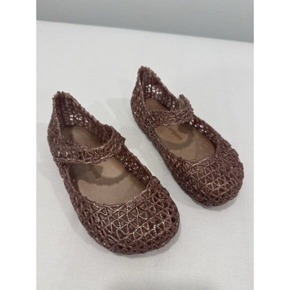 Mini Melissa Campana Rose Glitter Ballerina Flats Toddler Girls Kids Size 10 - Picture 1 of 4